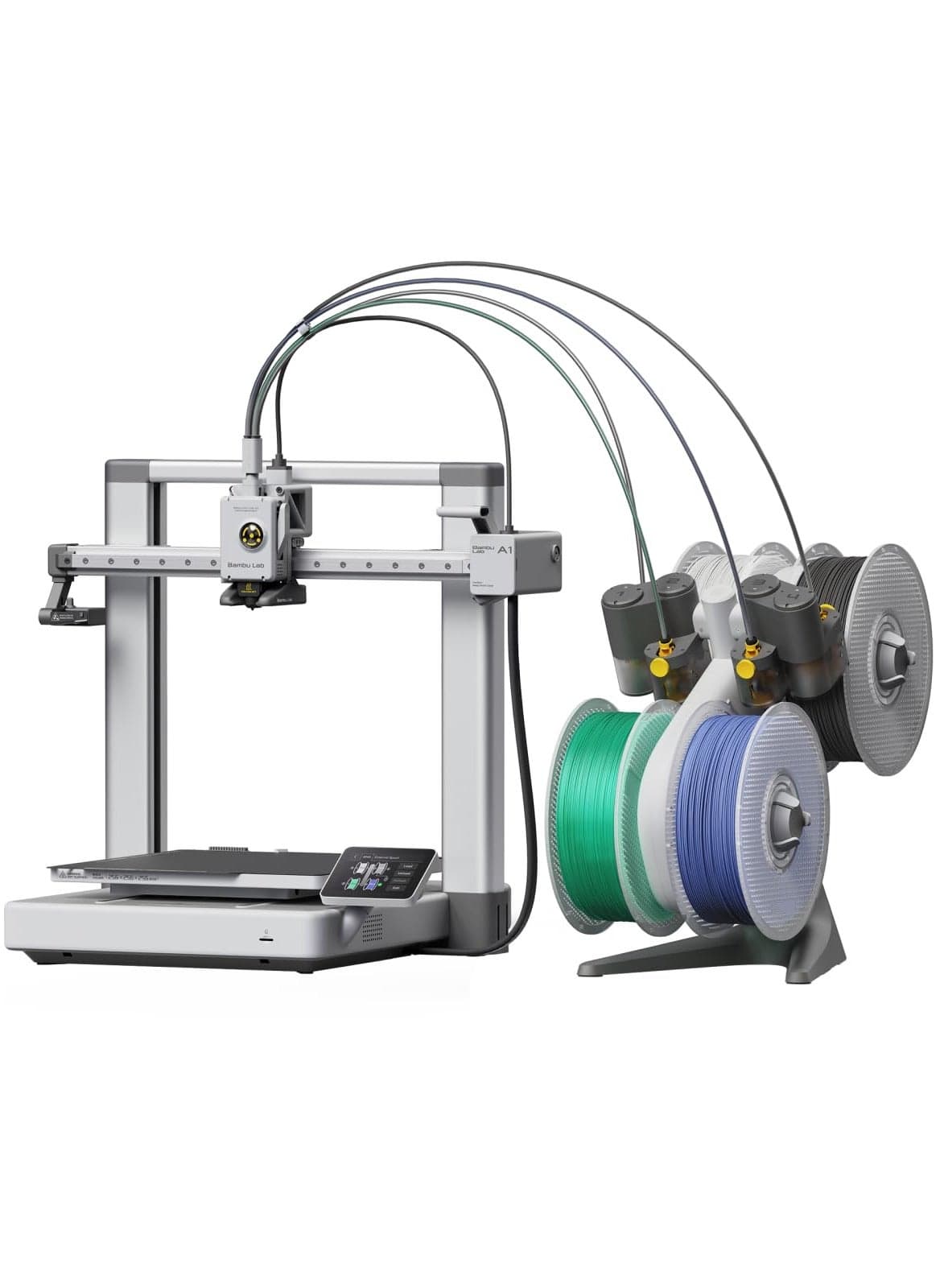 A1 Colorful 3D Printer, 10000 mm/s² Acceleration, Print Multi-Color, No Manual Adjustment, Smooth At Every Corner, Silent Mode Under 48 dB - 3D Printer Silver