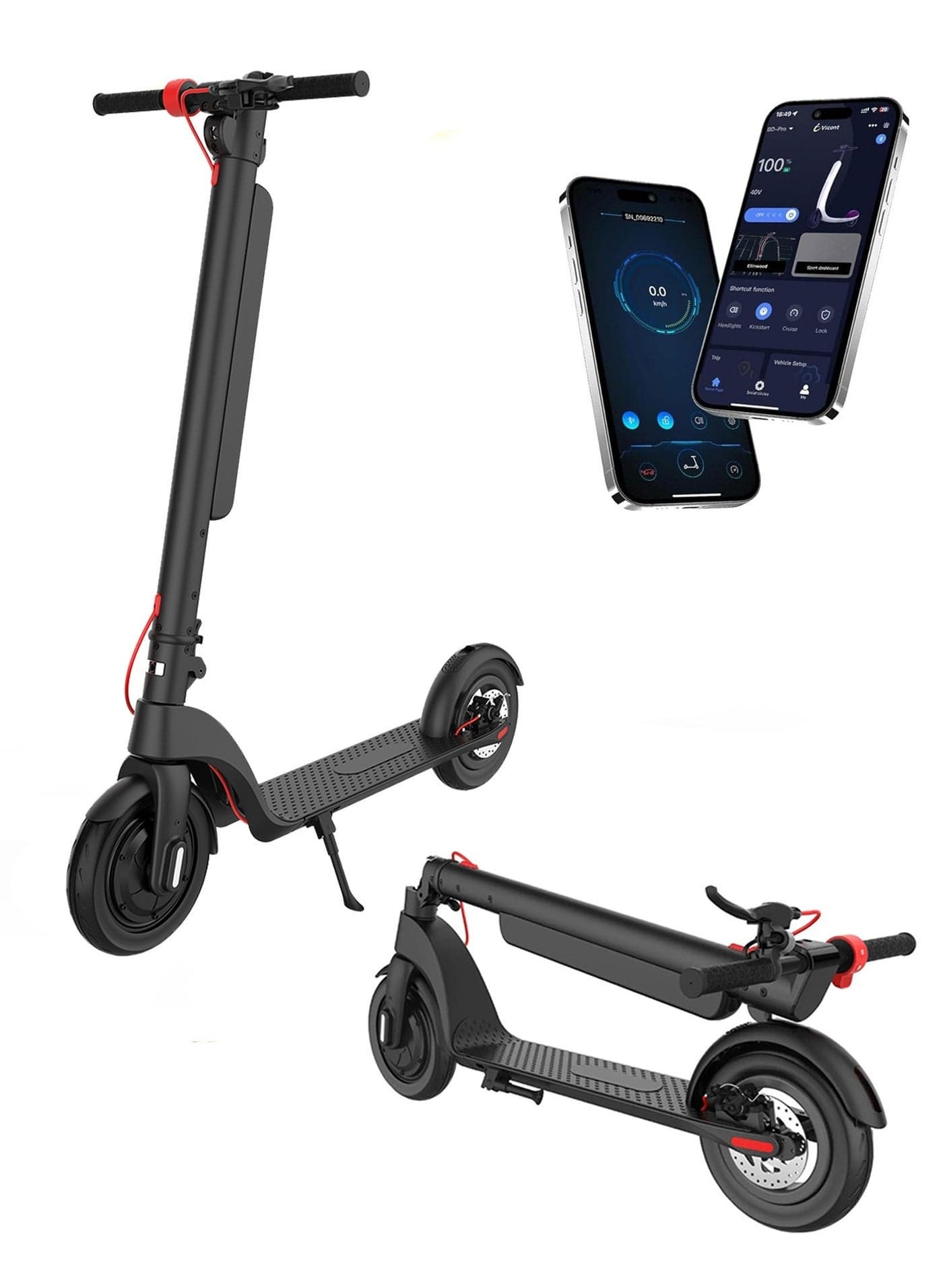 Urban Scooter Pro Electric Mobility with 10-inch Durable Wheels and 32 Km/h Maximum Speed / 100KG Max Load / 35Km Scooter's Riding Distance / 350W Power / Foldable - Black