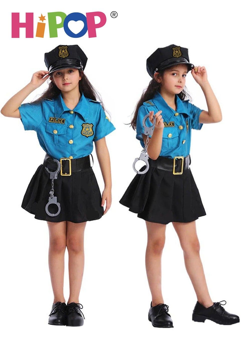 Police Costumes for Kids,Dress Up Include Clothes,Hat,Handcuffs,Role Cosplay,Party Pretend Play for Girls Boys