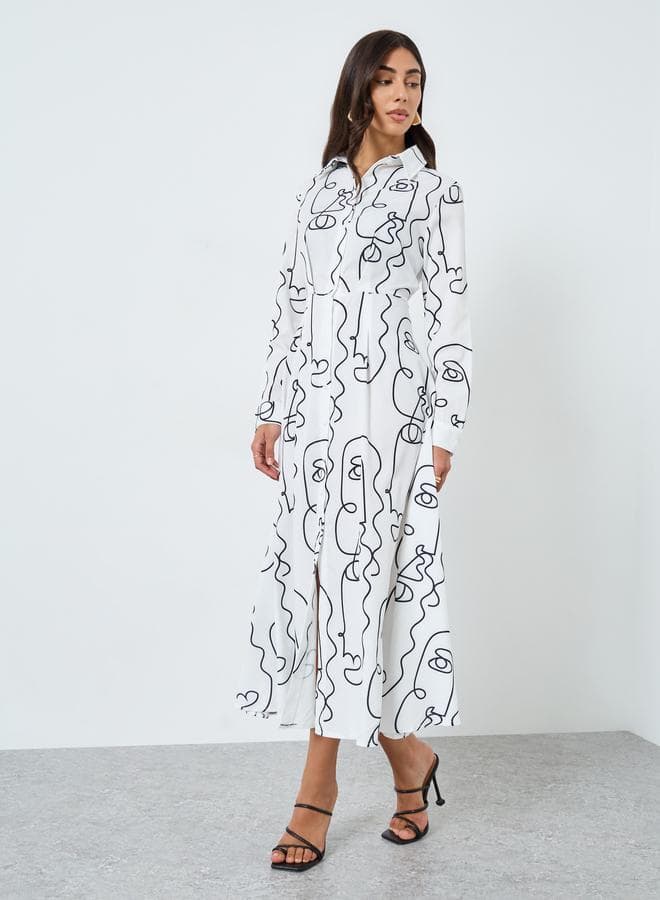 Take Two White Abstract Print Maxi Dress