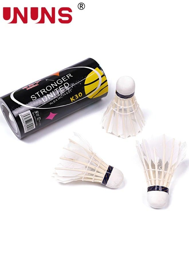 Shuttlecocks Set,3 Pcs Badminton Balls,Goose/Duck Feather Head Shuttlecocks With Storage Tube,Sports Training Equipment For Trainers,Amateurs,Beginners,Indoor Outdoor Game