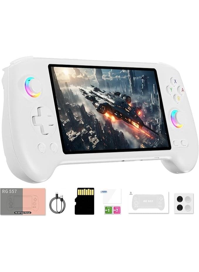 RG557 Retro Handheld Game Android 14 with 5.48 inch Touch OLED Screen DP and WiFi Bluetooth Hall Rocker Battery 5500mAh Dimensity 8300 flagship processor 12GB RAM 256GB Storage