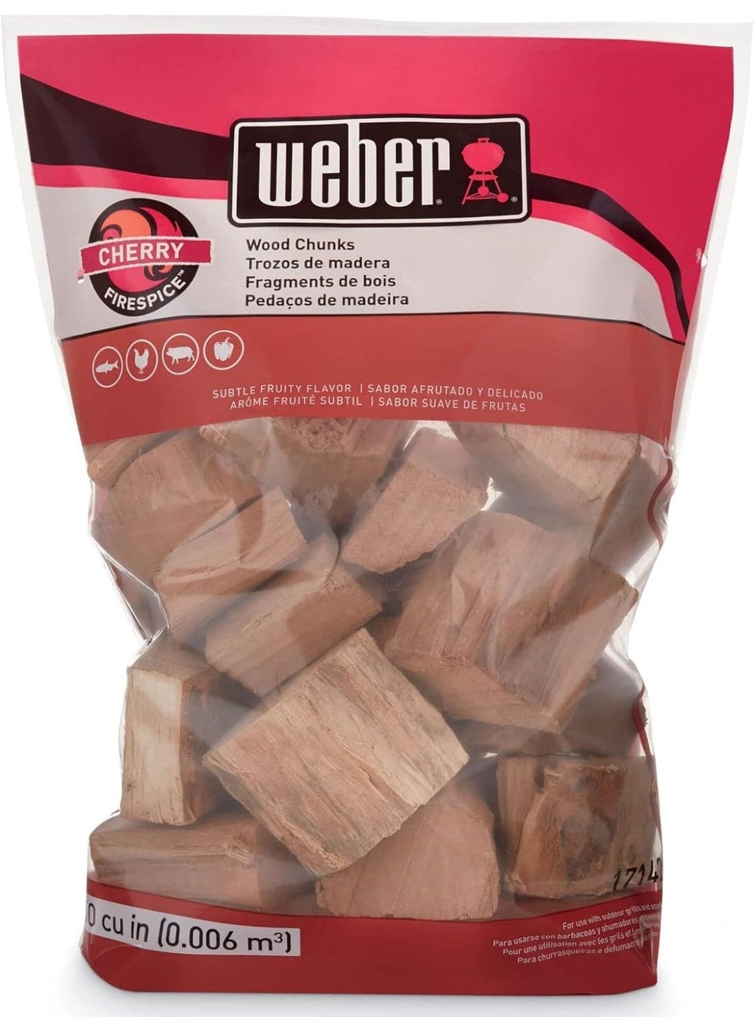 Weber Cherry Wood Chunks 4 lb – Premium BBQ Smoking Wood for Grilling & Smoking, Natural Hardwood Chunks for Rich Mild Sweet Smoke Flavor, Ideal for Beef, Pork, Poultry & Outdoor Cooking
