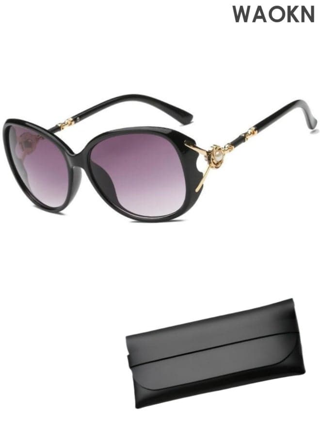 Sunglasses ,Diamond Decoration Fashion Oval Women's Sun Glassess ,Accessories for Ladies Travle Outdoor Driving UV Protection glasses,Unisex, fashionable UV resistant sunglasses with pearl sunglasses.