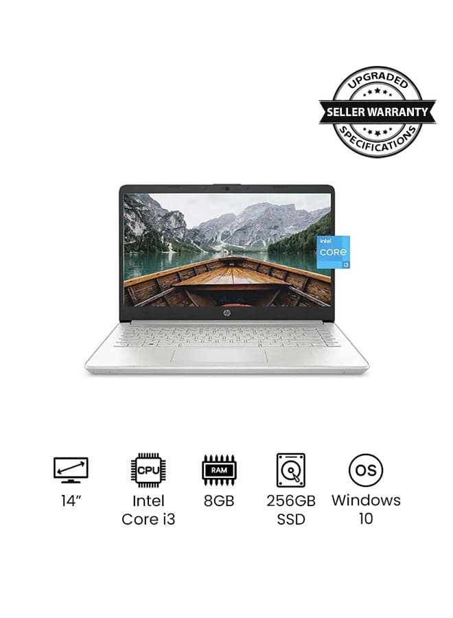 14-DQ2055WM (Upgraded Version) Laptop With 14-Inch Full HD Display, 11th Gen Core i3 1115G4 Processor/8GB RAM/256GB SSD/Intel UHD Graphics/Windows 10/International Version English/Arabic silver