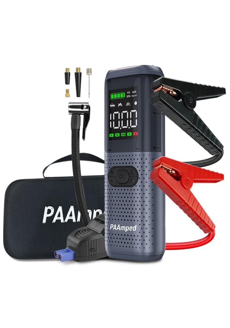 【Premium】Jump Starter with Air Compressor 2500A 12V 150PSI 81.4Wh Car Battery Jump Starter All Gas Car 8.0L Diesel Smart Jumper with Display and Emergency Light
