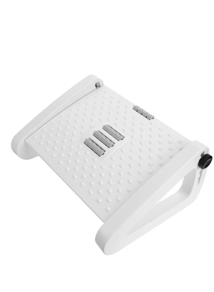 Foot Rest Under Desk at Work , Ergonomic 6-Height Adjustable footrest with Massage Rollers White
