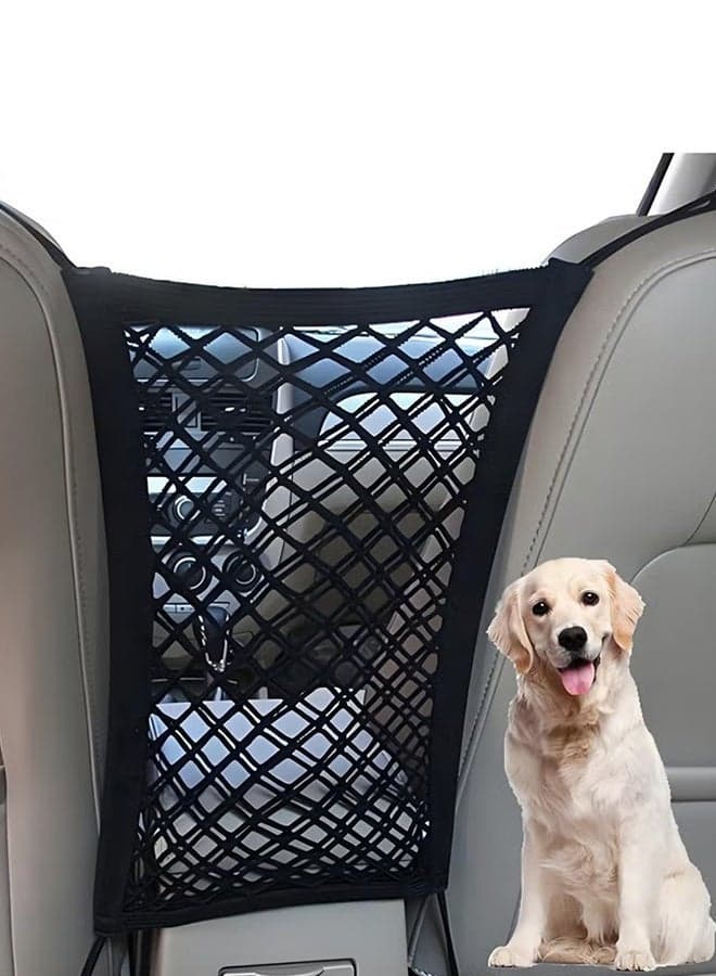 1 PCS 3-Layer Car Mesh Organizer With 4 hooks, Universal Automotive Seat Back Tidy Organizer Net Bag, Barrier of Backseat Pet Kids, Cargo Tissue Purse Nylon Holder Hooks Black, Driver Storage Netting Pouch