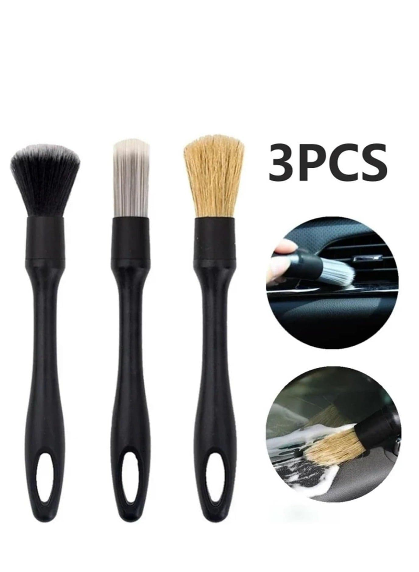 3PCS Car Cleaning Brush Interior Detailing Brush Car Washing Kit Car Duster Brush