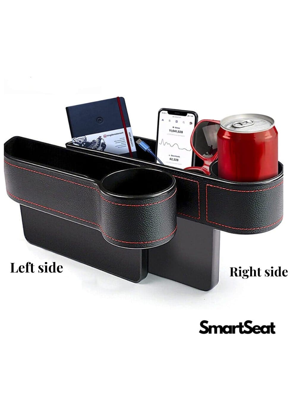 Car Seat Organizer, Car Seat Gap Filler Car Seat Gap Organizer Set 2 Pack 1 Pair 2 Pieces, Multifunctional Storage Box Accessories, Leather with Cup Holder Side Pocket, Car Interior Storage 2 Pcs