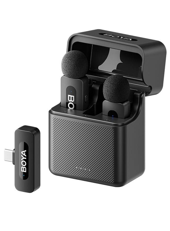BOYA BY-V30 wireless microphone with charging case, noise cancelling lavalier microphone, mini microphone with 100M transmission, used for recording TikTok, YouTube content, creators, live broadcasts, interviews, recordings, iPhone, Android, smartphone, DSLR camera, laptop