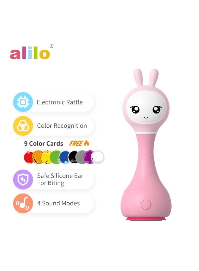 alilo Smarty Bunny Musical Light-Up Baby Rattle | Interactive Learning Toy with Music, Lights & Sound | Pink