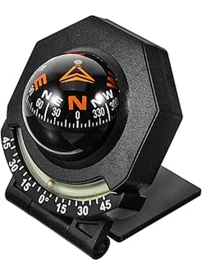 Night Glow Car Compass With Adjustable Suction Cup Mount For Dashboard Navigation
