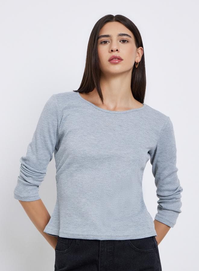 Styli Grey Waffle Knit Top