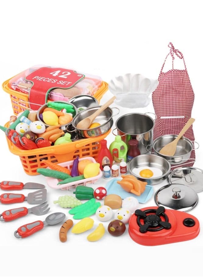 42 Piece Kitchen Playset – Pretend Cooking Toy Set for Kids