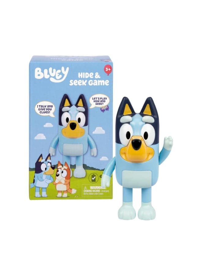 Bluey Hide Age 3+ & Seek Game, Hide the figure and press her nose to start the built-in timer, talks and giggles to help kids find her, When found, kids can Dance To Theme Song