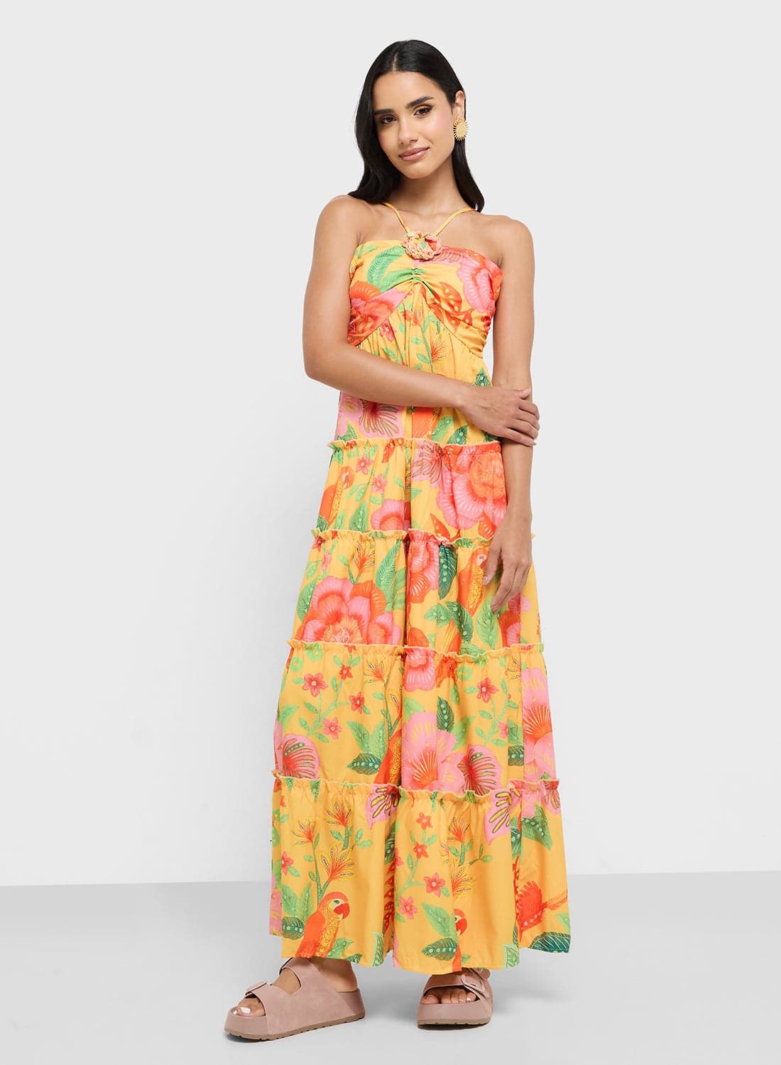 Halter Neck Floral Tiered Sundress