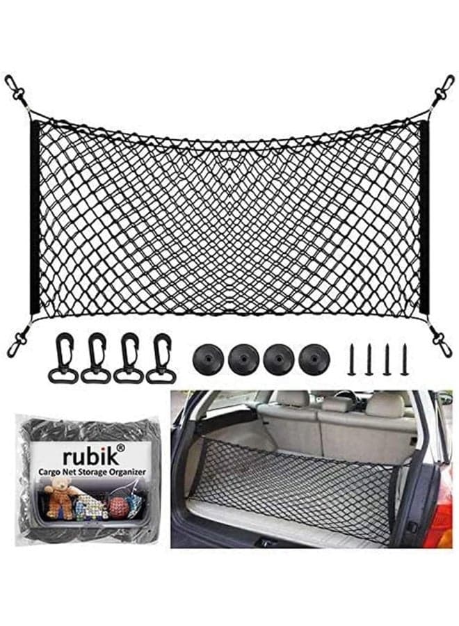 Rubik Car SUV Trunk Cargo Net Storage Organizer Wall (110x50cm) Fit For Nissan Patrol Armada Pathfinder Kicks Juke Murano Rogue Xterra