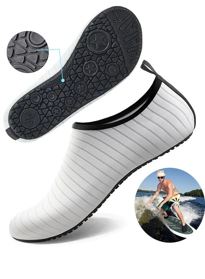 Water Shoes for Women Men Kids, Barefoot Quick-Dry Aqua Water Socks Slip-on Swim Beach Shoes for Snorkeling Surfing Kayaking Beach Walking Yoga(White)