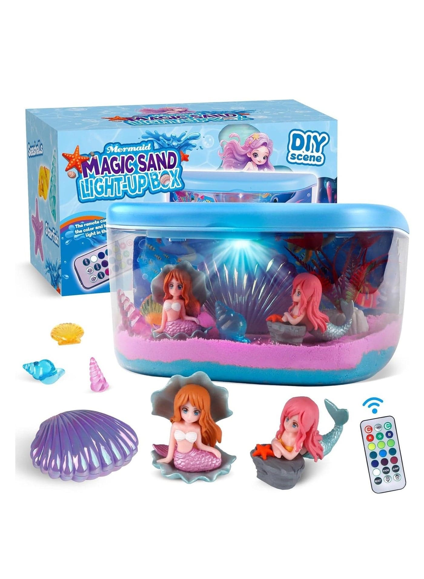 Mermaid Terrarium Light Up Kit for Kids - Birthday Gift for Girls 4-5-6-7-8-12 Year Old, DIY Mermaid Craft Toy with LED Night Light & Remote - Creative Arts and Crafts Gift for Girls Ages 4-12