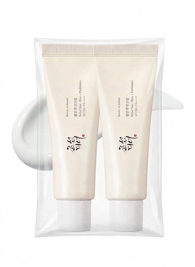 Pack Of 2 Relief Sun Rice + Probiotics Sunscreen for face moisturizing sunblock with SPF 50+ PA++++ Korean sunscreen skincare 50ml