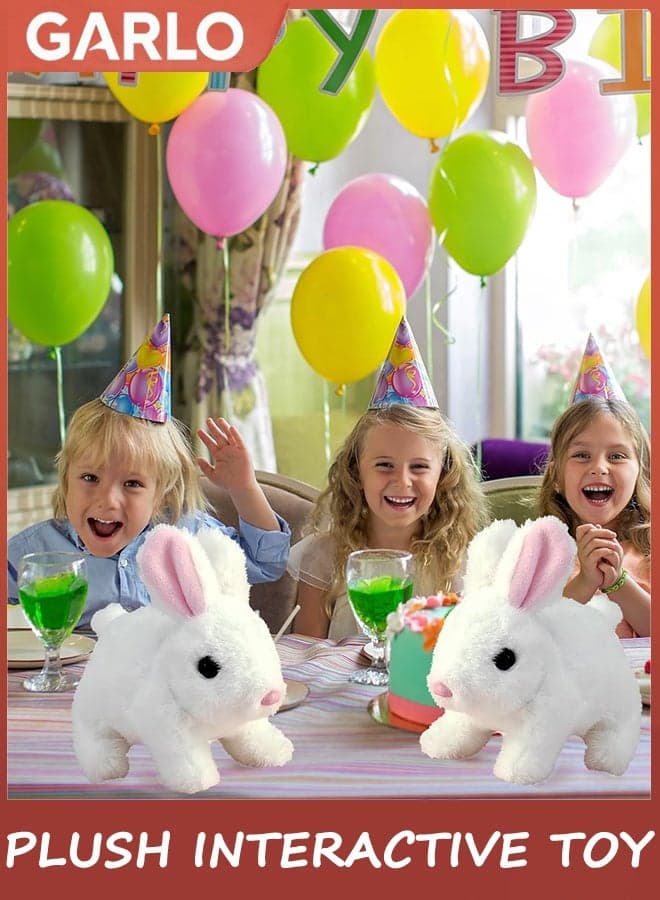 Plush Interactive Toy,Hopping Rabbit Interactive Electronic Pet Plush Bunny Toy with Sounds and Movements,Animated Walking Wiggle Ears Twitch Nose Gift for Toddlers Birthday,Companion Animal for Kids