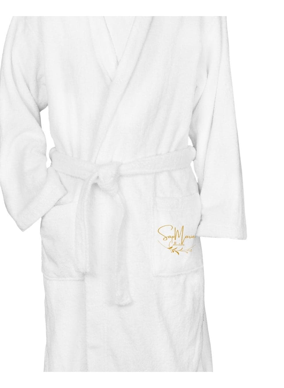 Hooded Terry Cotton Bathrobe for Kids, White, Long Sleeves with Belt