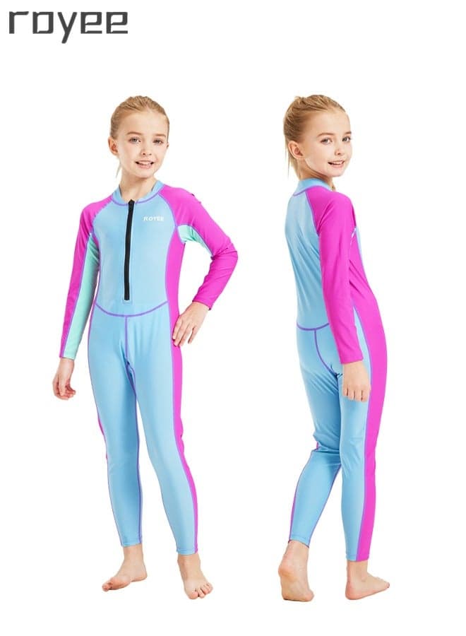 Summer New Children's long sleeved one-piece swimsuit, Outdoor Quick Drying Sun Protection Swimsuit, Small and Medium-sized Children's Jellyfish Suit, Suitable for Boys and Girls Aged 3-12