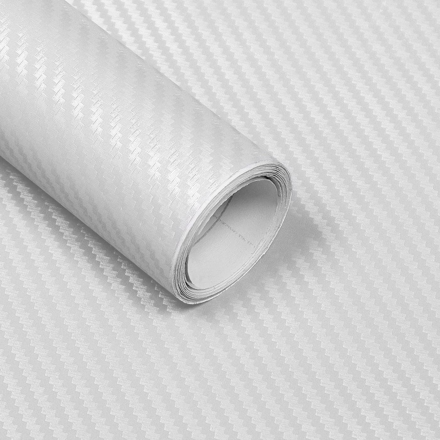 Lypumso 3D Carbon Fiber Vinyl Wrap White Car Wrap Film Roll with AirRelease Technology for DIY Use Car Auto Decal Exterior and Interior Wrapping Film Vehicle Self Adhesive Sticker 1FT x 10FT
