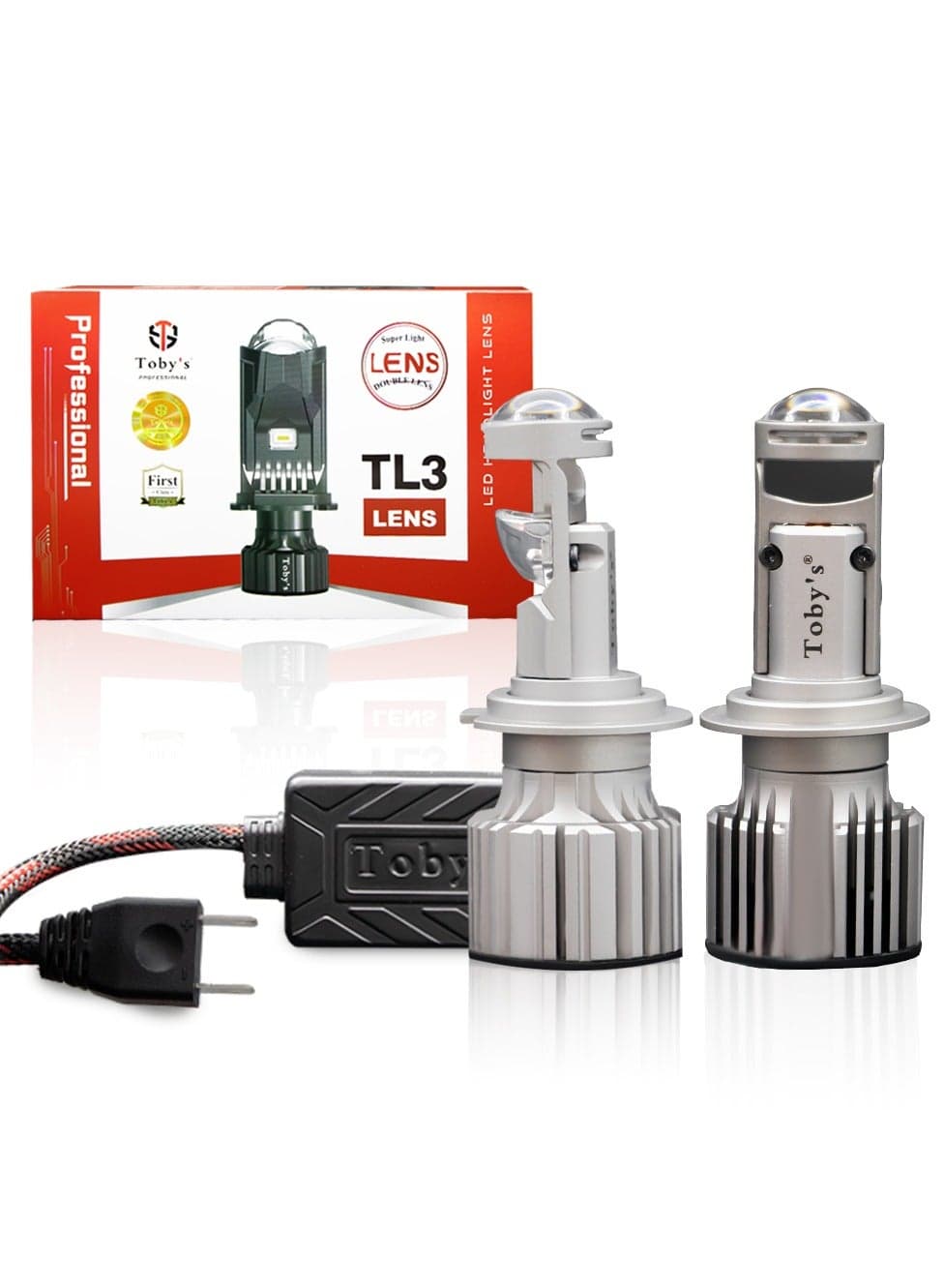 Toby's New TL3 H7 Led Headlight Bulbs with Mini Projector Lens, High/Low beam and enhanced high beam DC12V 6500K white light