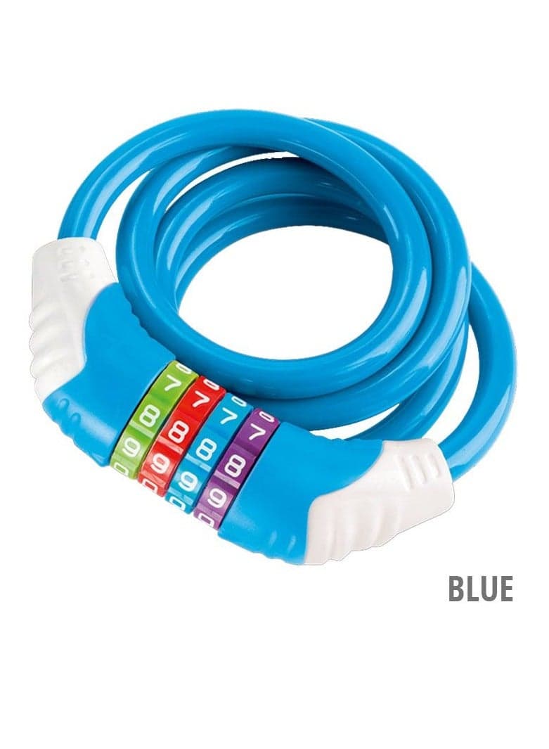 4 Colourfull Digits Chain Lock,Cycling Lock Padlock, Security Combination Steel Wire Bike Motorbike Code Lock Anti-Theft Cable Lock Spiral Lock (Blue,120cm)
