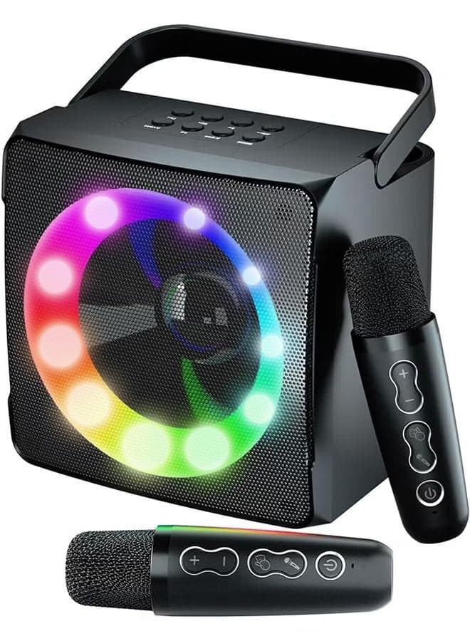 Karaoke Machine with 2 Wireless Microphones Bluetooth Karaoke Speaker System with Dynamic Colorful Lights