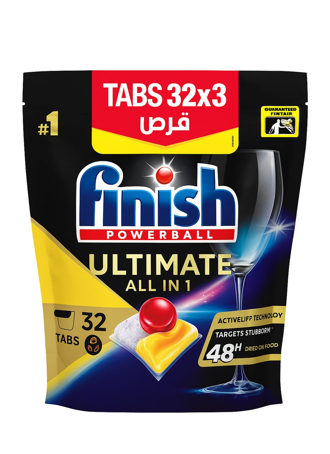 Lemon Sparkle Powerball Quantum Ultimate Dishwasher Detergent 32 Tablets Pack of 3