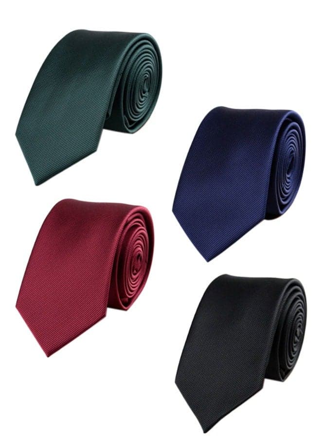 4pcs Men's Ties Solid Color Formal Mens Neckties 6cm for Business and Wedding Color Assorted