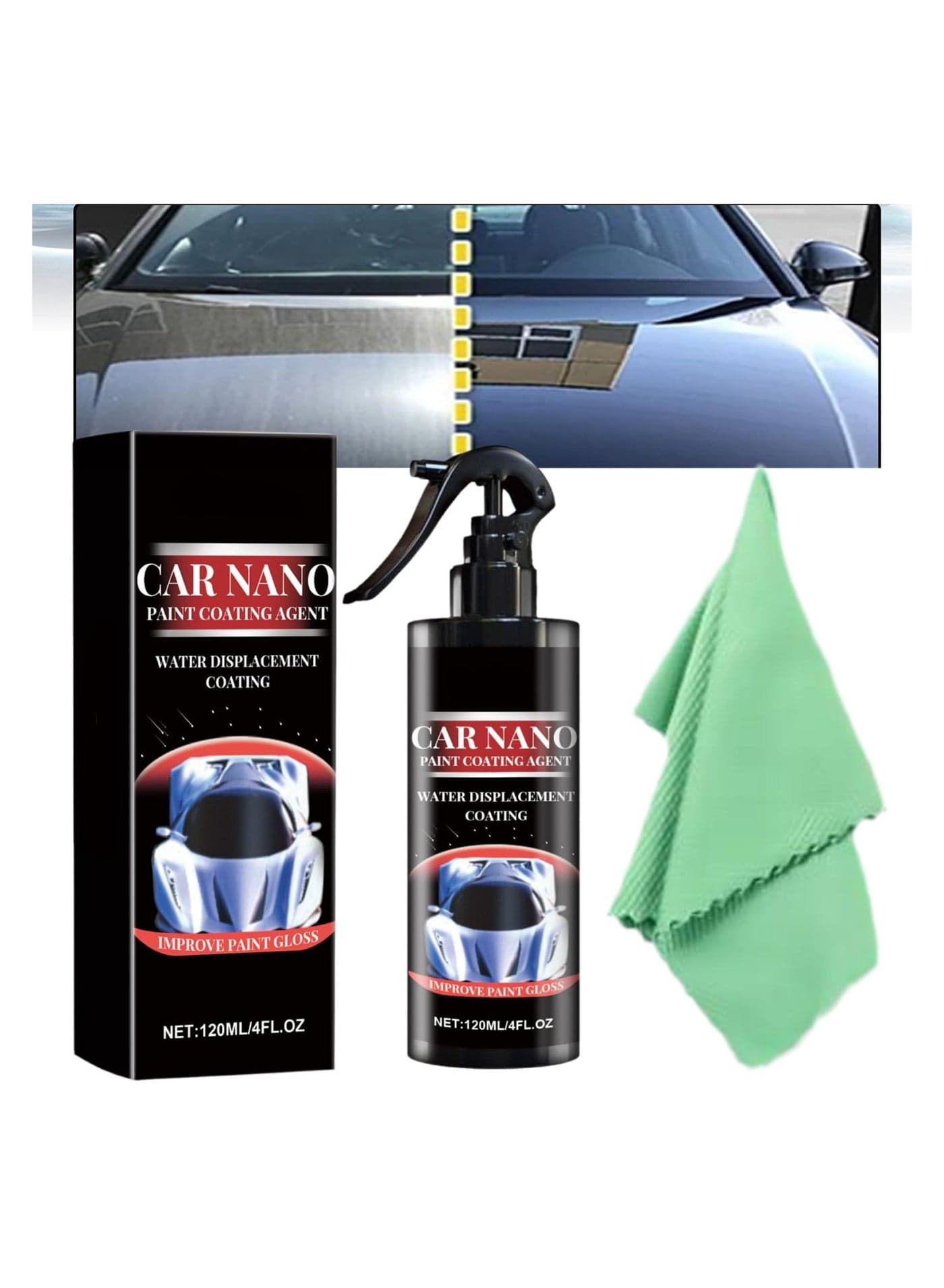 Nano Ceramic Spray | Scratch Remover & High-Gloss Coating | Protection for Cars, Motorcycles, Boats | Water & Grime Repellent (1pcs)