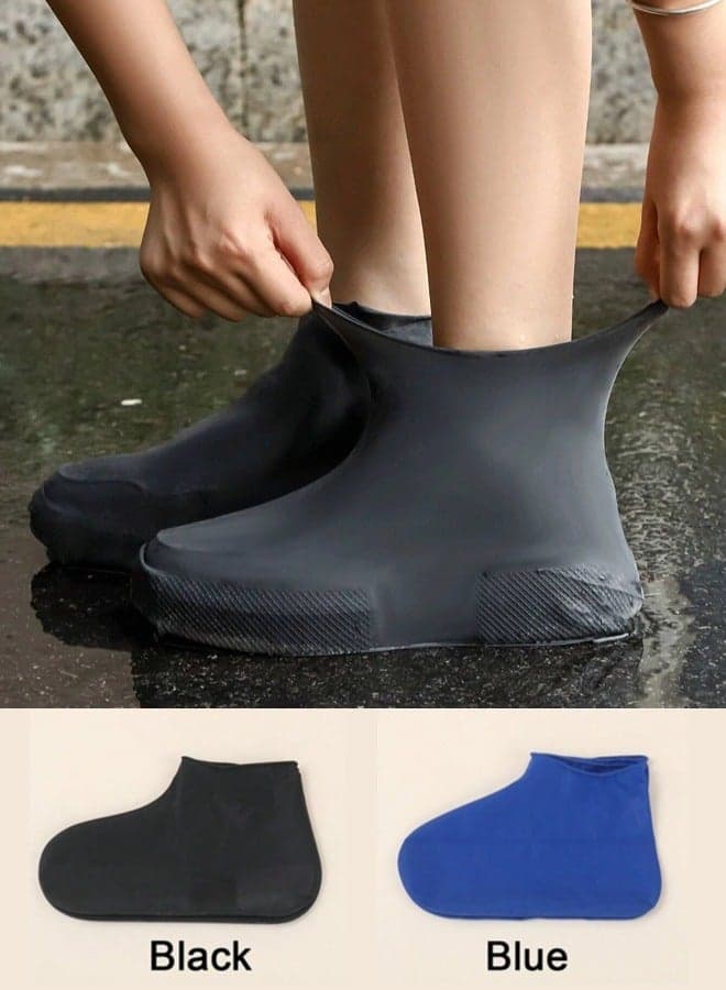 2 Pairs Waterproof Shoe Covers, Non-Slip Water Resistant Overshoes Silicone Rain Shoe Cover Outdoor cycling Protectors apply to Men, Women