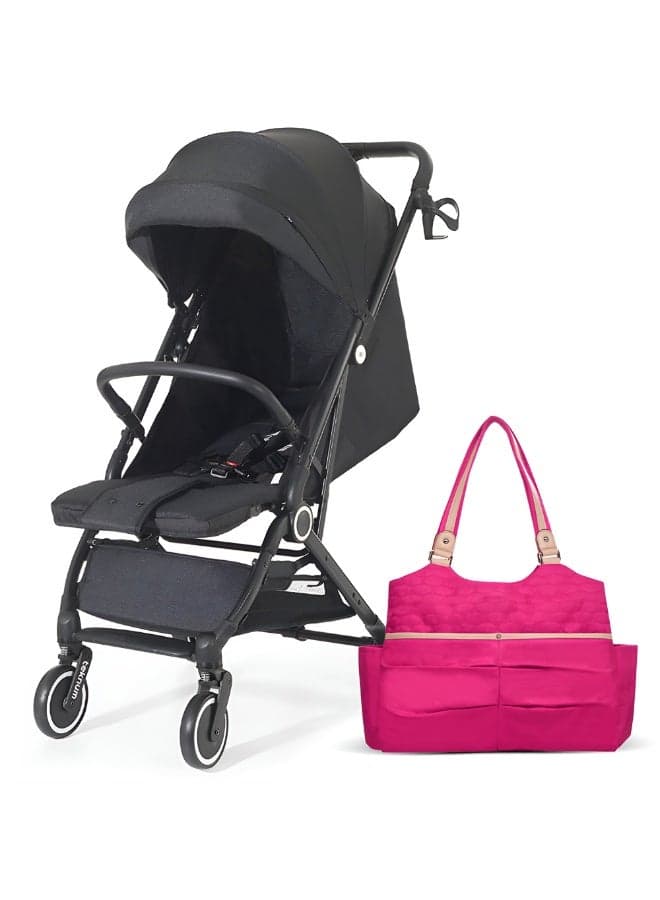 TEKNUM Travel Cabin Stroller wt Diaper Tote Bag Lightweight - Black