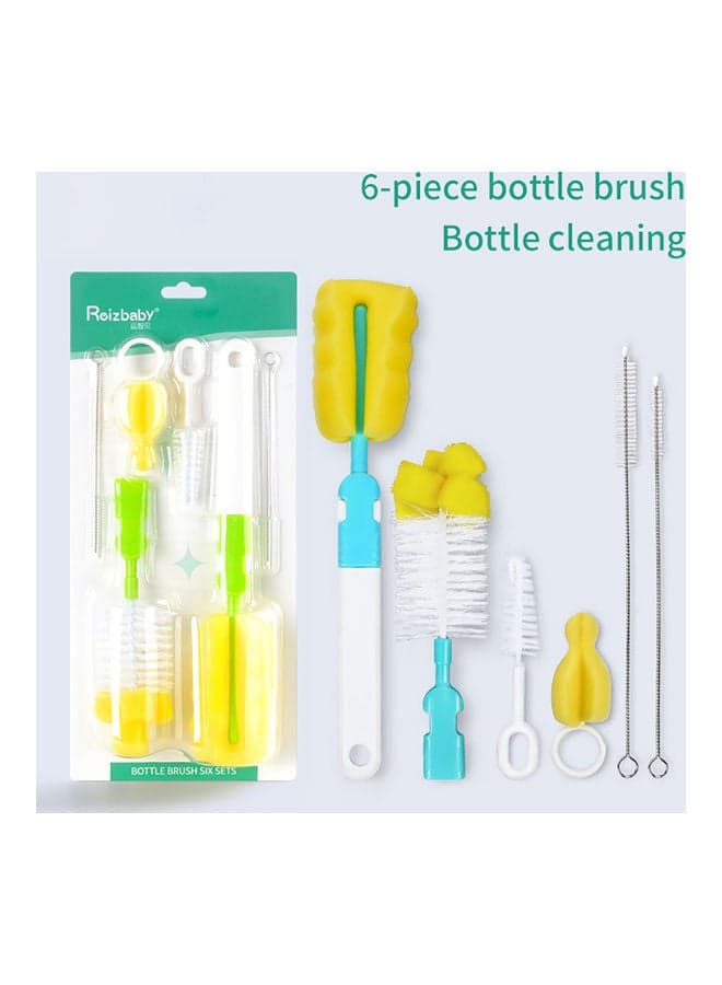 6-Piece Multipurpose Baby Feeding Bottle Nipple And Straw Cleaning Brush Set