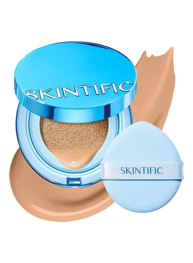 SKINTIFIC Velvet Matte Cushion Foundation Blue #04 Beige| Full Coverage,12H Oil Control,Ideal for Oily & Combination Skin,Waterproof,Long-Lasting, Lightweight, Hydrating,Transfer-Proof