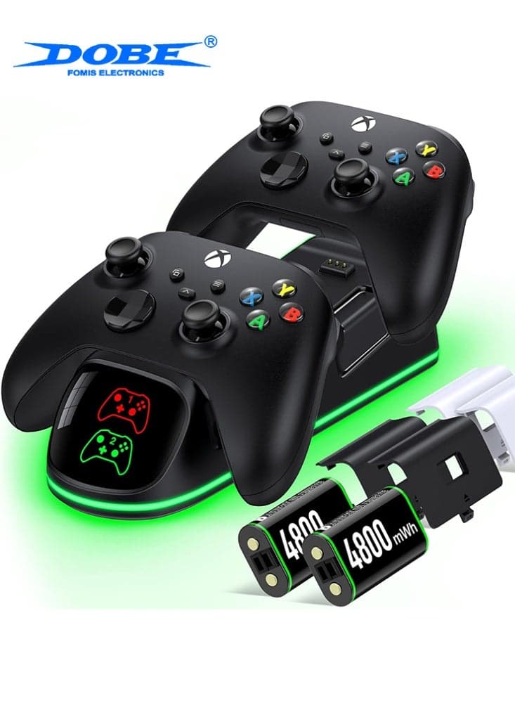 Xbox Controller Battery Pack,Fast Charging 2x 4800mWh Xbox Battery Pack Rechargeable USB Charger Station for Xbox Series X|S/Xbox One Elite Controller