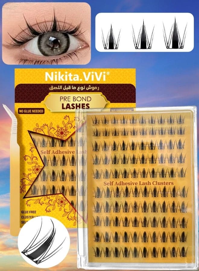 Pre Bond Type Lashes Kit with Tweezers Self Adhesive Eyelashes Eyelash Clusters Kit Autumn Maple Leaves Style Anime Eyelashes,Korean Style,Thin Black,Natural,Dynamic,Curly Wispy Lashes Cluster Kit Press on DIY Lash Extension Eye Makeup Kit Falselashes 100Pcs