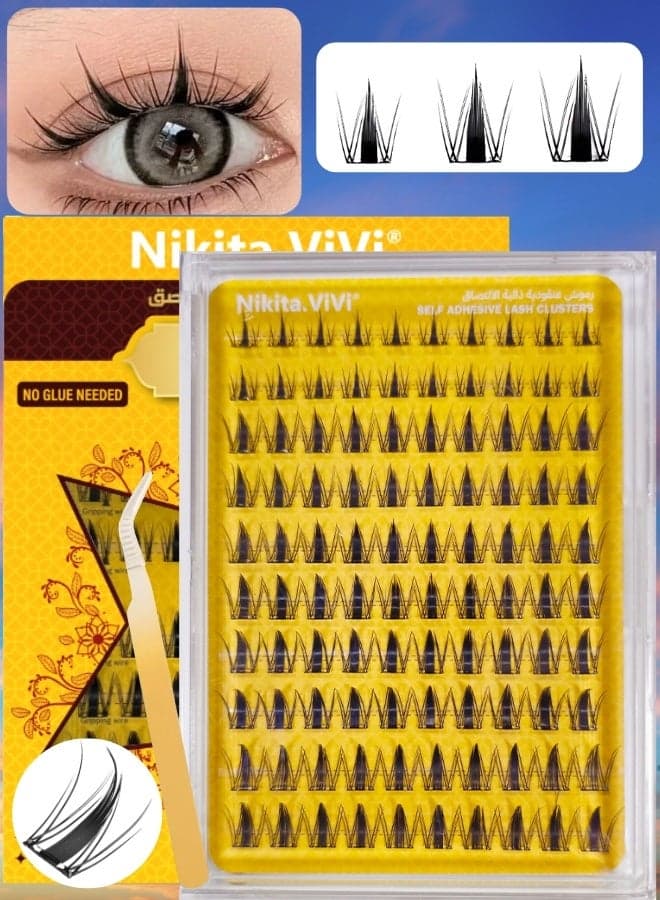 Pre Bond Type Lashes Kit with Tweezers Self Adhesive Eyelashes Eyelash Clusters Kit Autumn Maple Leaves Style Anime Eyelashes,Korean Style,Thin Black,Natural,Dynamic,Curly Wispy Lashes Cluster Kit Press on DIY Lash Extension Eye Makeup Kit Falselashes 100Pcs