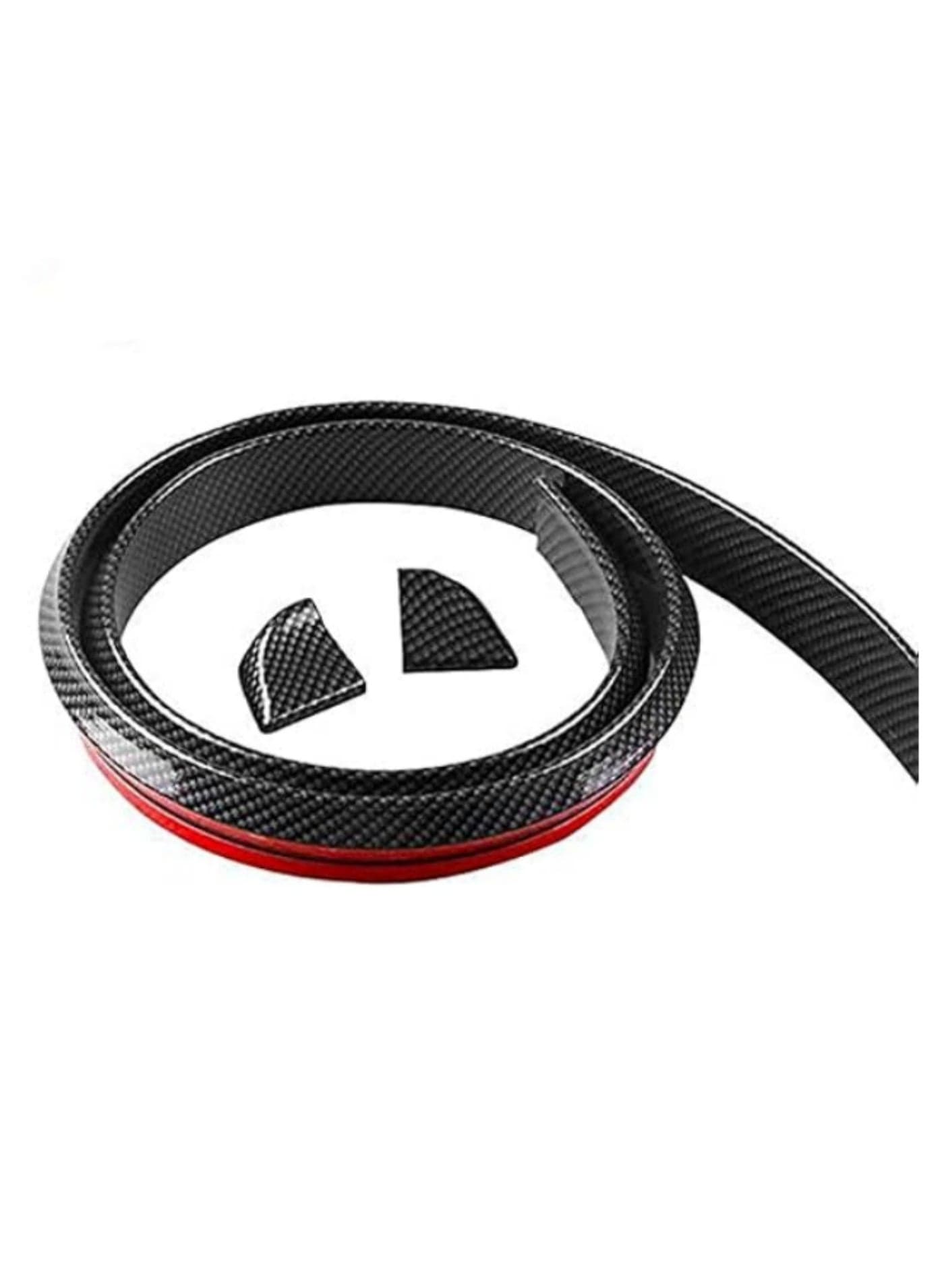 1.5M Universal Car Bumper Strip Carbon Fiber Rubber Rear Spoiler Wing Exterior Spoiler Kit for Most Cars & Trucks Flexible Self-Adhesive Fits Front Bumper Side Skirts Tail Fins (40mm Width)