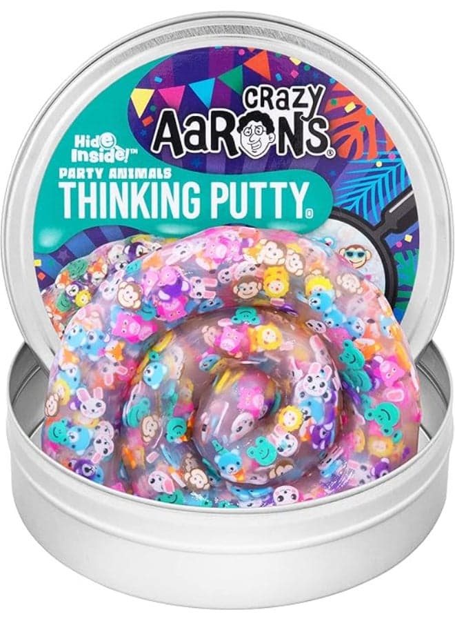 Party Animal - Full Size 4" Thinking Putty Tin for EU | Hide Inside! Challenge: Includes 6 unique | Stress Relief Fidget Putty Toy
