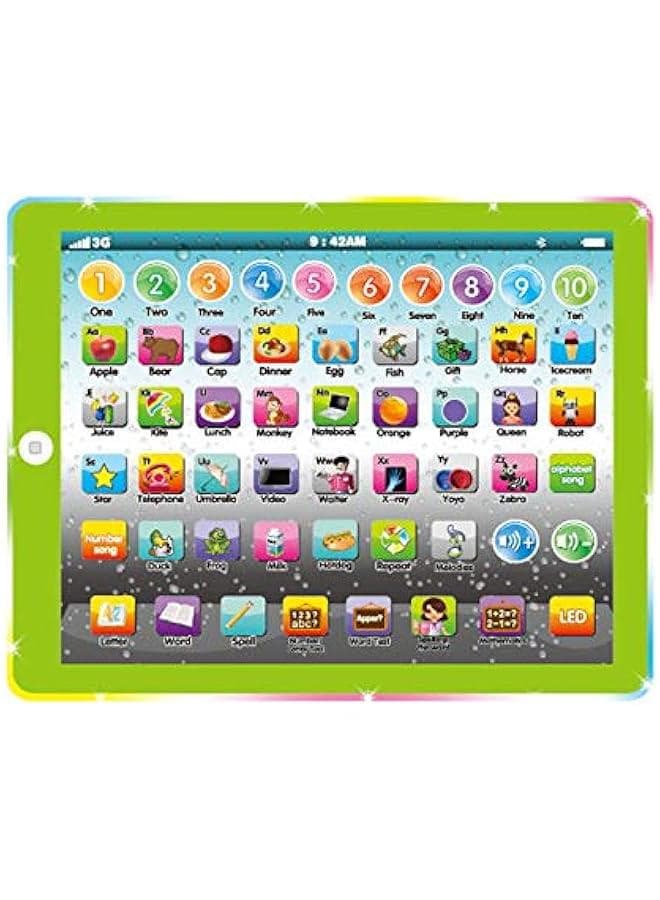 Kids Tablet Learning Pad Toddler Tablet with ABC Word Song Music Number Electronic Interactive Toy for Educational Preschool Boys & Girls 3-8 Years Old