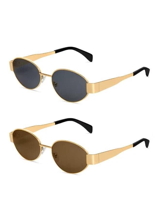 Retro Oval 90s Sunglasses UV400 Protection, Classic Designer Style for Women & Men