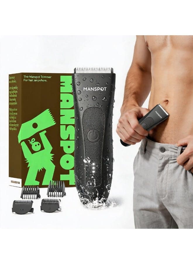 Body Trimmer for Men, Men Grooming for Body,Electric Trimmer,Body Shaver Groomer Safe Shaver Rechargeable Waterproof Wet/Dry,90 Minutes Shaving,Replaceable Ceramic Blade Heads