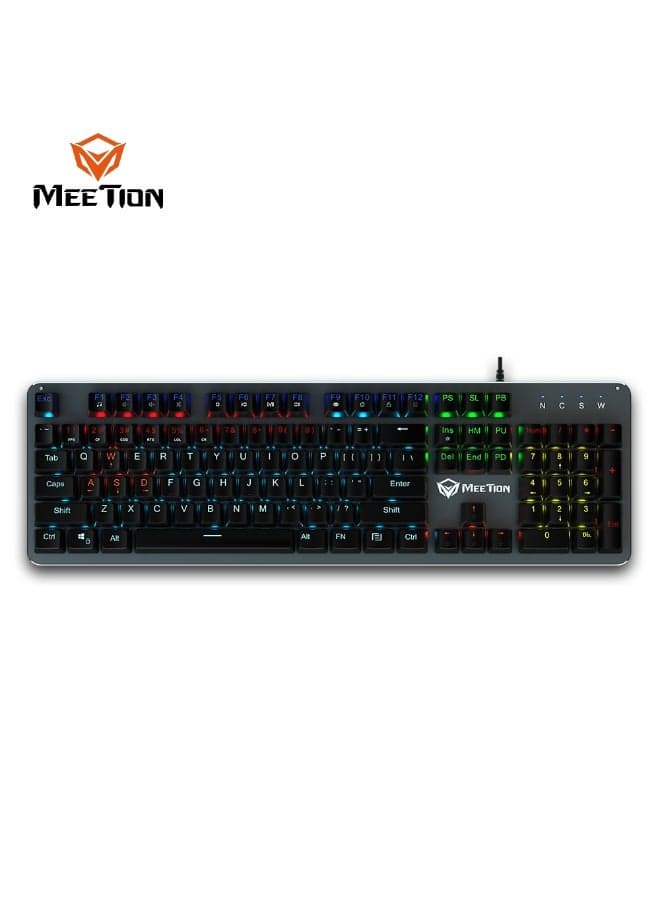 Meetion Basic Mechanical Keyboard MK007 French-Arabic Full keys Anti-ghosting Colorful LED Back lightly customizable High-quality macro mechanical switches (Arabic+French)