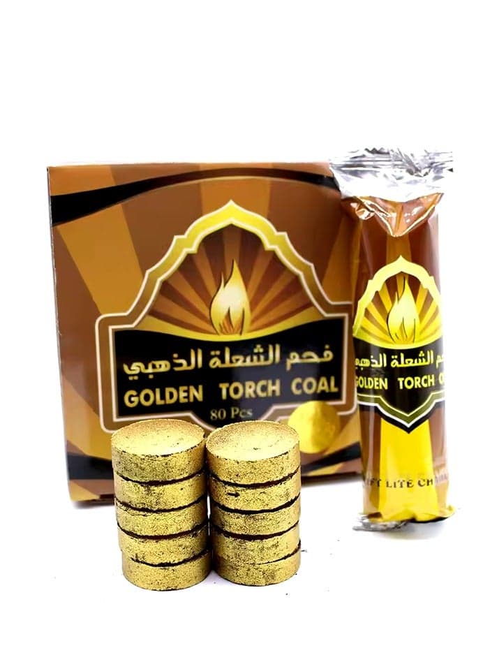 80-Pieces Golden Torch Insence round Tab charcoal burn quickly and provide the taste of delicious food and for fragrance and aromatherapy