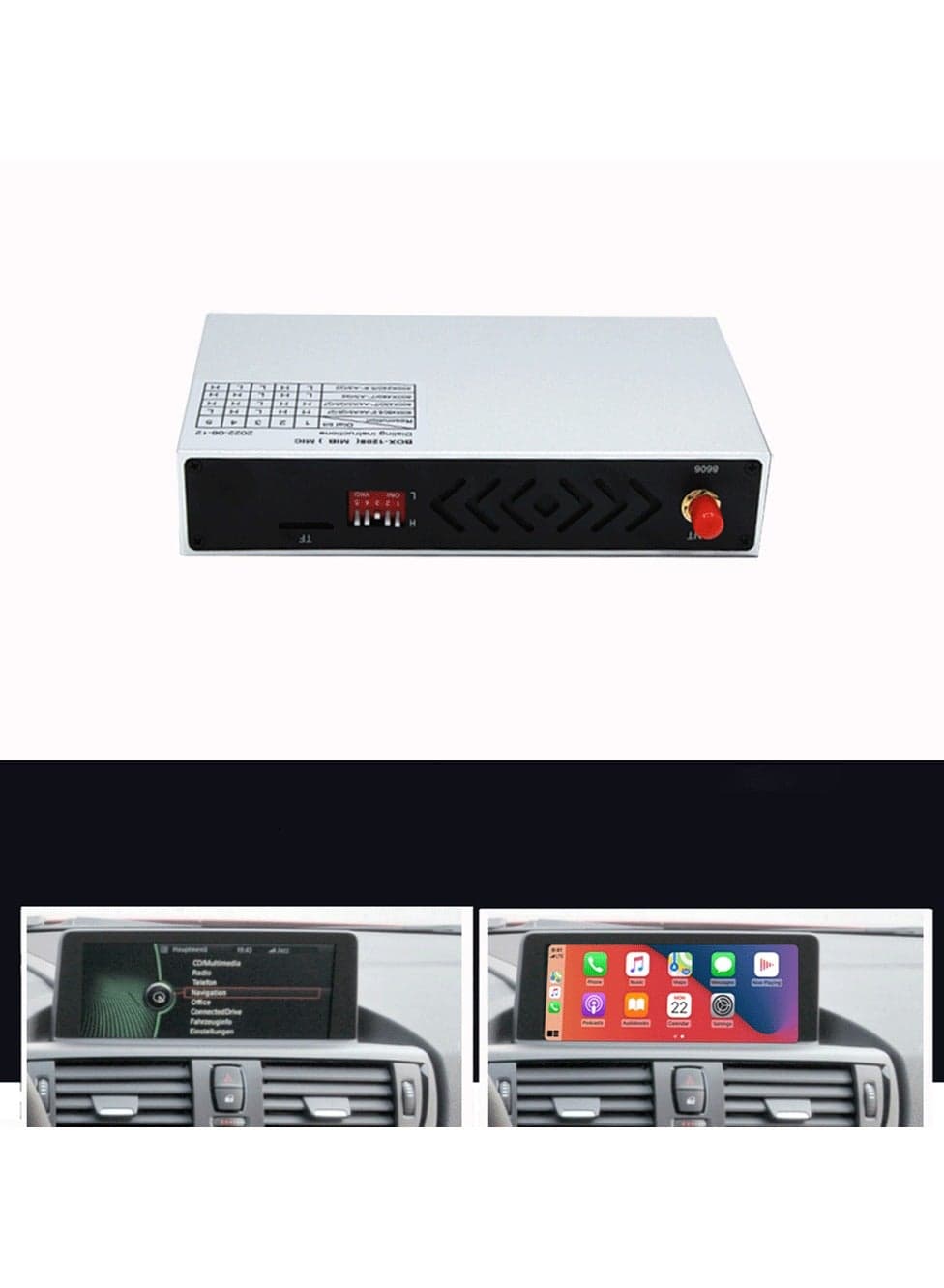 Raymos Wireless Carplay and Android Auto Interface Linux System Multimedia Upgrade for BMW NBT - Phone Mapping Local Audio and Video Playback, Supporting the Installation of AHD front and Reverse with 360 Degree Panoramic Camera